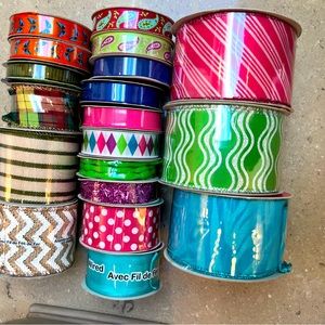 NWT ribbons!!! 19 rolls over 350 feet of ribbon. Wrap, craft, whatever you like